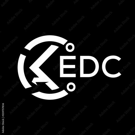 EDC letter logo. EDC white image on black background. EDC vector logo design for entrepreneur ...