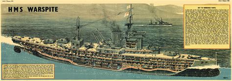 Cutaway of HMS Warspite, Royal Navy's most distinguished battleship that should have been ...