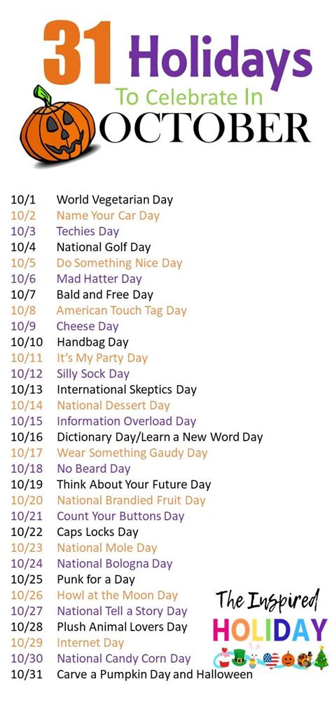 Fun and Unique Holidays to Celebrate in October | National holiday ...