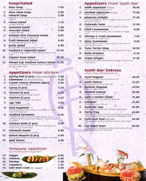 Mt Fuji Sushi & Hibachi Menu - Urbanspoon/Zomato