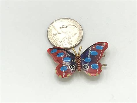 Vintage Enamel Butterfly Brooch Multicolored - Etsy