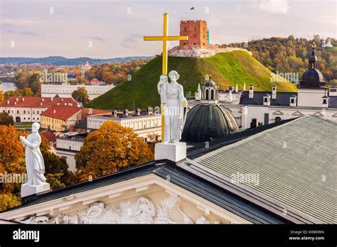 Lithuania, Vilnius, Vilnius cathedral roof with cityscape in background Stock Photo - Alamy