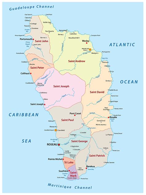 Dominica Political Map Dominica Political Map With Capital Roseau And ...