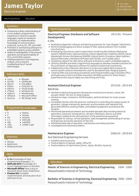 Engineer Resume Template Word