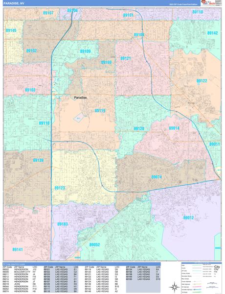 Paradise Nevada Wall Map (Color Cast Style) by MarketMAPS - MapSales