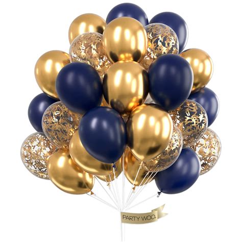 Buy PartyWoo Navy Blue Gold Balloons, 40 pcs Latex Balloons, Navy Blue ...