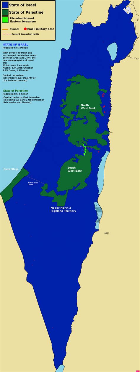 Israel/Palestine 2025 Two-State Concept Map : r/MapPorn