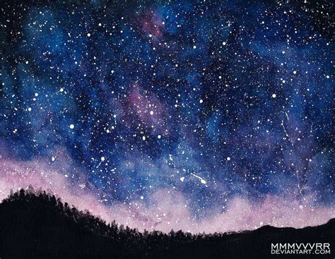 Starry Sky Watercolor at PaintingValley.com | Explore collection of ...