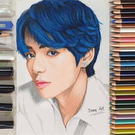 BTS V Colored pencil drawing by domsart09 on DeviantArt | Bts drawings, Book art drawings, Drawings