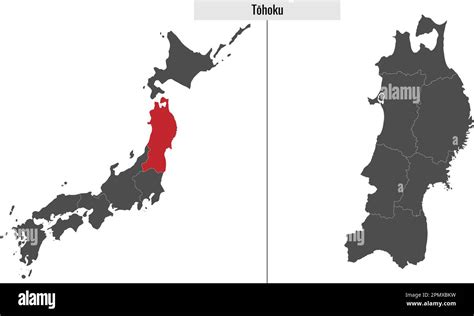 map of Tohoku region of Japan and location on Japanese map Stock Vector ...