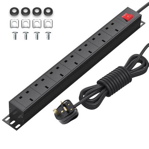 Buy Extension Lead Surge Protection 7 Way Power Strip with Switch, Multi Plug Socket Horizontal ...