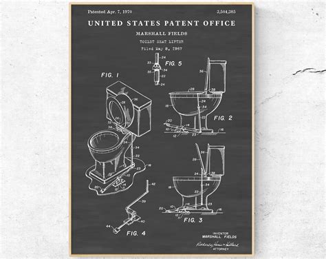 Toilet Seat Lifter Patent Print Water Closet Sign. Bathroom | Etsy