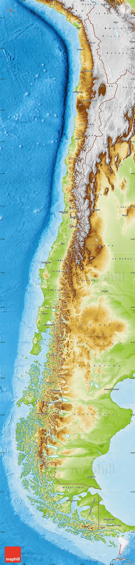 Physical Map of Chile