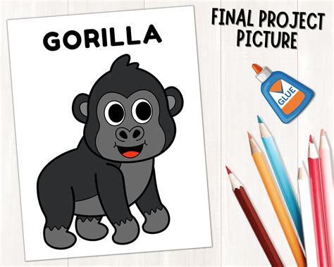 Printable Gorilla Craft for Kids Forest Animal Craft Zoo Animal Craft Build a Gorilla Craft ...