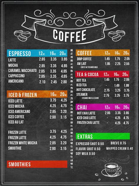 Coffee Shop Menu Board Template