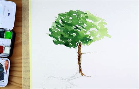 Water color tree Painting Art & Collectibles Watercolor etna.com.pe