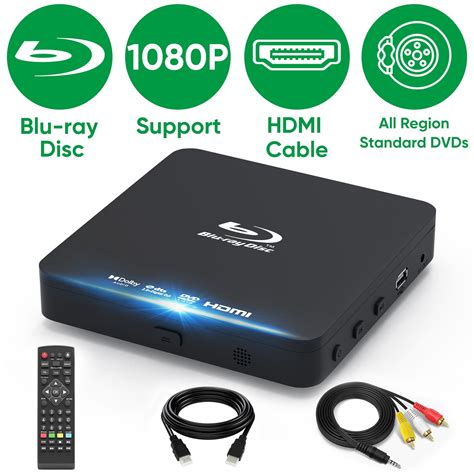 Region-Free Compact Blu-Ray DVD Player for TV with HDMI, Mini 1080P for Home Theater - Walmart.com