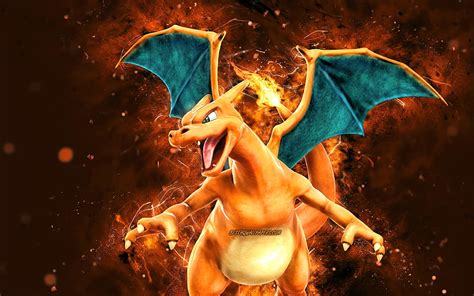 Charizard cartoon dragon, orange neon lights, Pokemon Detective Pikachu, fan art, HD wallpaper ...