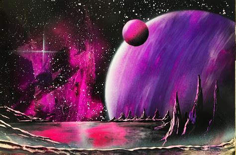 Spray paint art Space painting Giant planets Nebula art Bright | Etsy