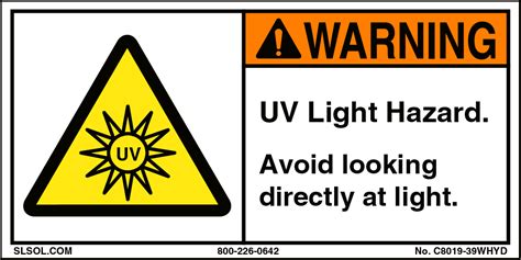 Warning - UV Light Hazard Safety Label (2"x4")