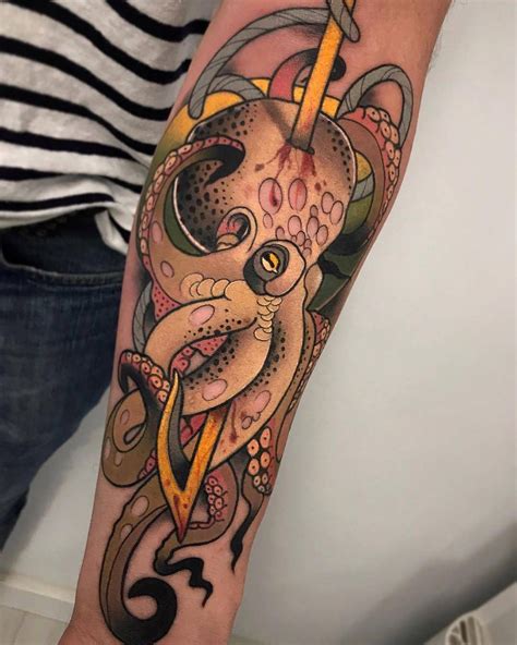 Roger Mares's neo traditional tattoo | Octopus tattoo design, Kraken tattoo, Neo traditional tattoo