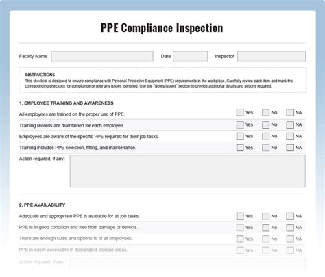 PPE Compliance Checklist – Download Free PDF