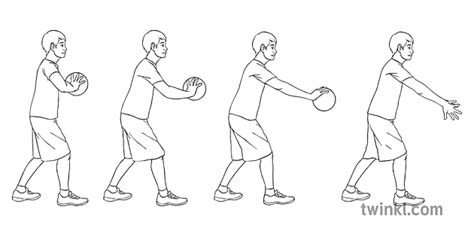 bounce pass netball sports pe secondary bw rgb Illustration - Twinkl