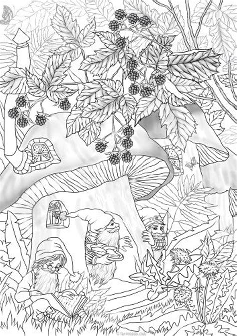 Gnomes Printable Adult Coloring Page From Favoreads - Etsy