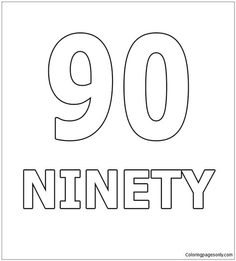 Number Ninety Coloring Page - Free Printable Coloring Pages