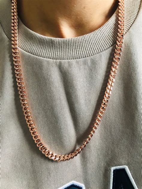 Rose Gold Diamond Cut long Chain Cuban Necklace for men – C&S