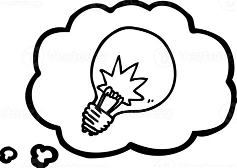 drawn thought bubble cartoon light bulb icon 40744101 PNG