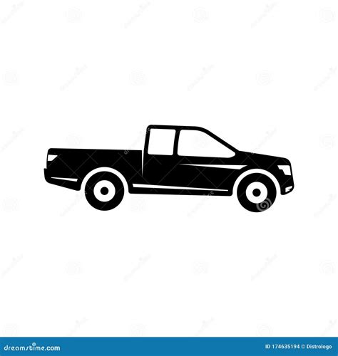 Pickup Truck Vector Illustration. Silhouette of Pickup Isolated on White Background Stock Vector ...