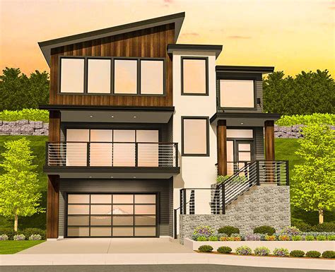 Modern House Plan for a Sloping Lot - 85184MS | Architectural Designs - House Plans