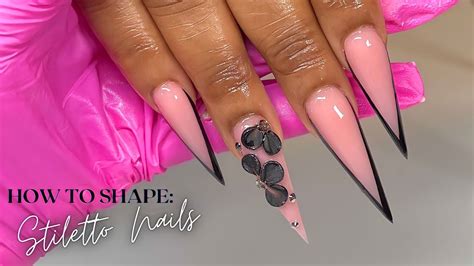 How To Shape Stiletto Nails Tutorial | Step By Step Freestyle - YouTube