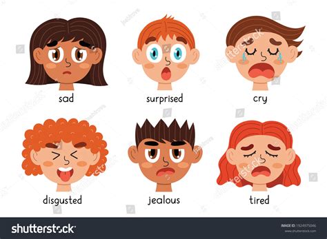 Kids Emotions Faces Collection Different Emotional Stock Vector ...