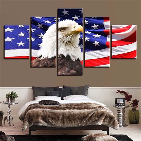 American Flag 11 – Abstract 5 Panel Canvas Art Wall Decor – Canvas Storm