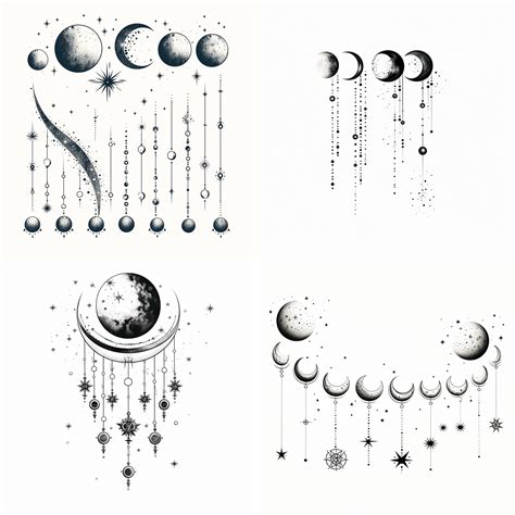 Phases Of The Moon Tattoo White