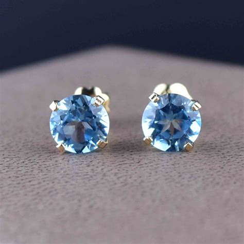 Vintage Blue Topaz Stud Earrings in 14K Gold – Boylerpf