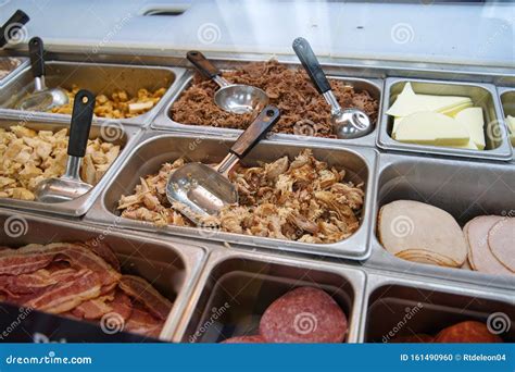 Fresh Meat and Cheese Condiments for Sub Sandwiches Stock Photo - Image of customer, chicken ...