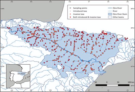 Map of the sampling points in the Ebro River Basin within the dataset... | Download Scientific ...