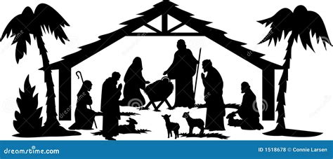 Nativity Silhouette/eps stock vector. Illustration of creche - 1518678