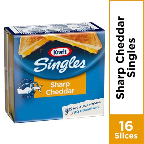 Kraft Singles Cheese Slices, Sharp Cheddar Cheese, 16 ct - 12.0 oz Wrapper - Walmart.com