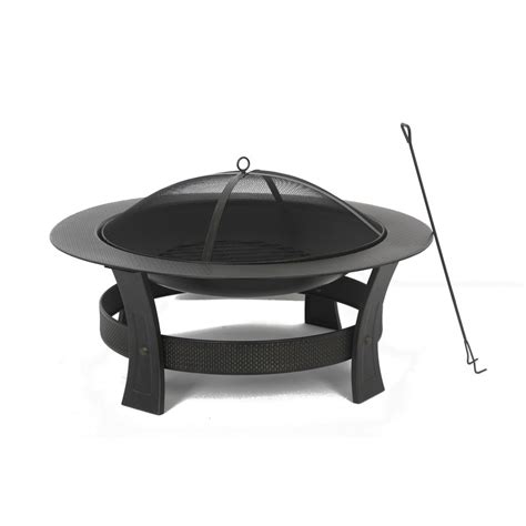 Shop Garden Treasures 35-in W Black/High Temperature Painted Steel Wood-Burning Fire Pit at ...