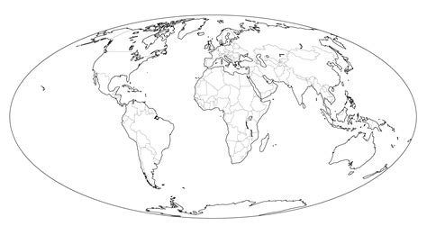 Black And White World Map Drawing