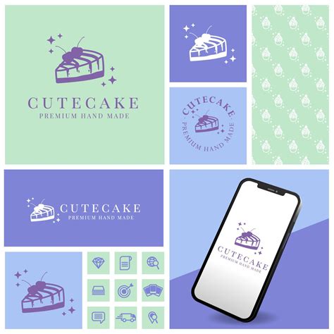 cute simple cake logo with seamless pattern and mockup 13629072 Vector Art at Vecteezy