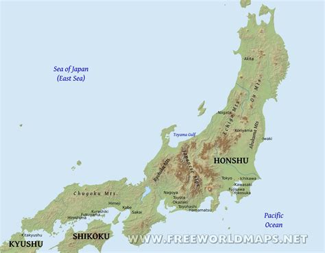 Map Of Honshu Island Japan - Cities And Towns Map