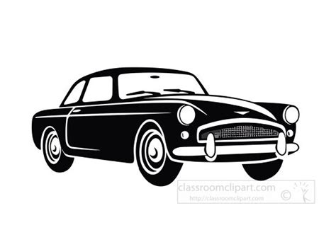 Cars Outline Clipart-old Classic Car silhouette black outline clip art