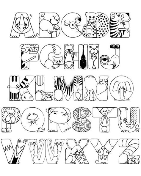 Crazy Zoo Alphabet Coloring Pages - ABC Coloring Pages | Kindergarten ...