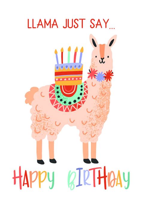 Llama Happy Birthday Cute Birthday card for kids llama wish | Etsy