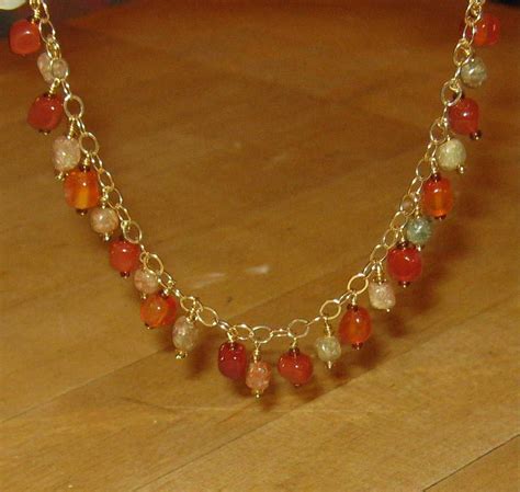 Custom Made Autumn Jasper And Carnelian Gold Dangle Bracelet - Free Shipping by Windflower ...